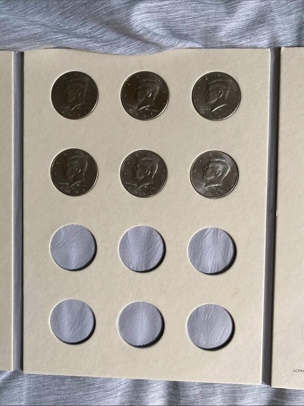 Kennedy Half Dollar Coin Album Page - White Started 1971- 2000